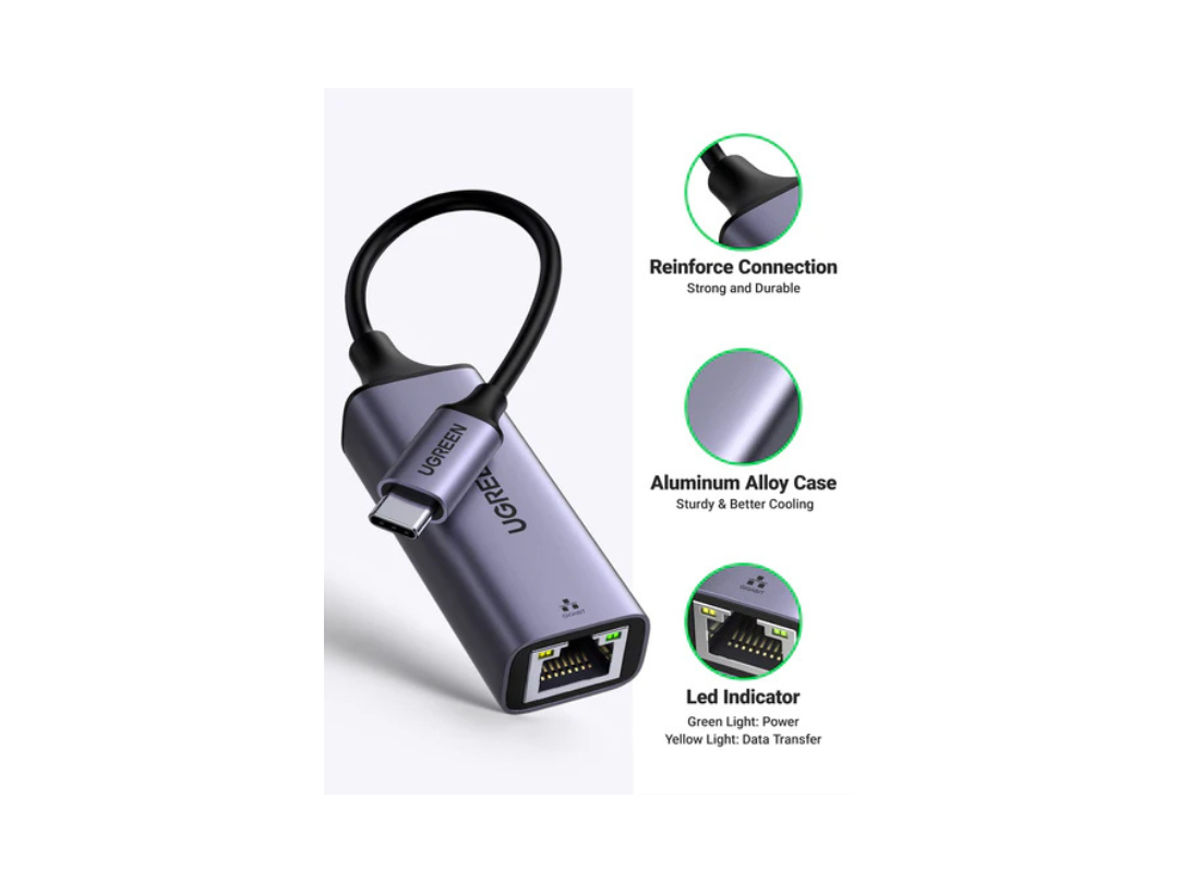 UGreen USB Type C to Gigabit 10/100/1000M Ethernet Adapter CM199-50737 UGreen USB Type C to Gigabit 10/100/1000M Ethernet Adapter CM199-50737